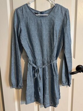 U.S. Polo Assn. Light Blue Long Sleeve Tie-Waist Dress